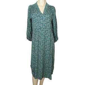 NOA NOA‎ dress 38 sz 6 teal bohemian abstract 3/4" sleeves Knee length Pullover